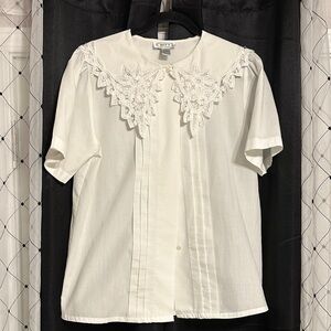Ivory Blouse with Floral Embroidery